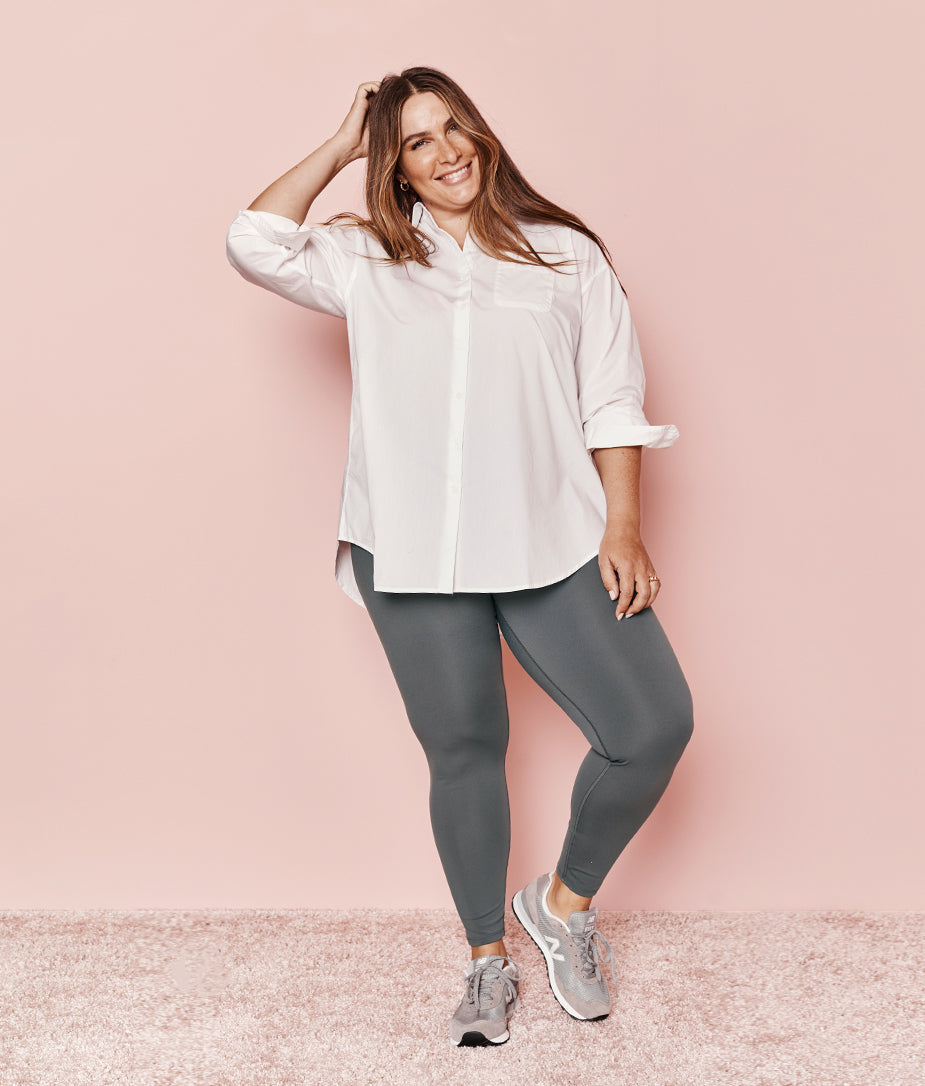 The Brushed High Rise Full Length Leggings - Smoke