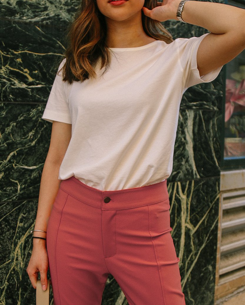 The Luxe Pima Easy Tee - White Sand