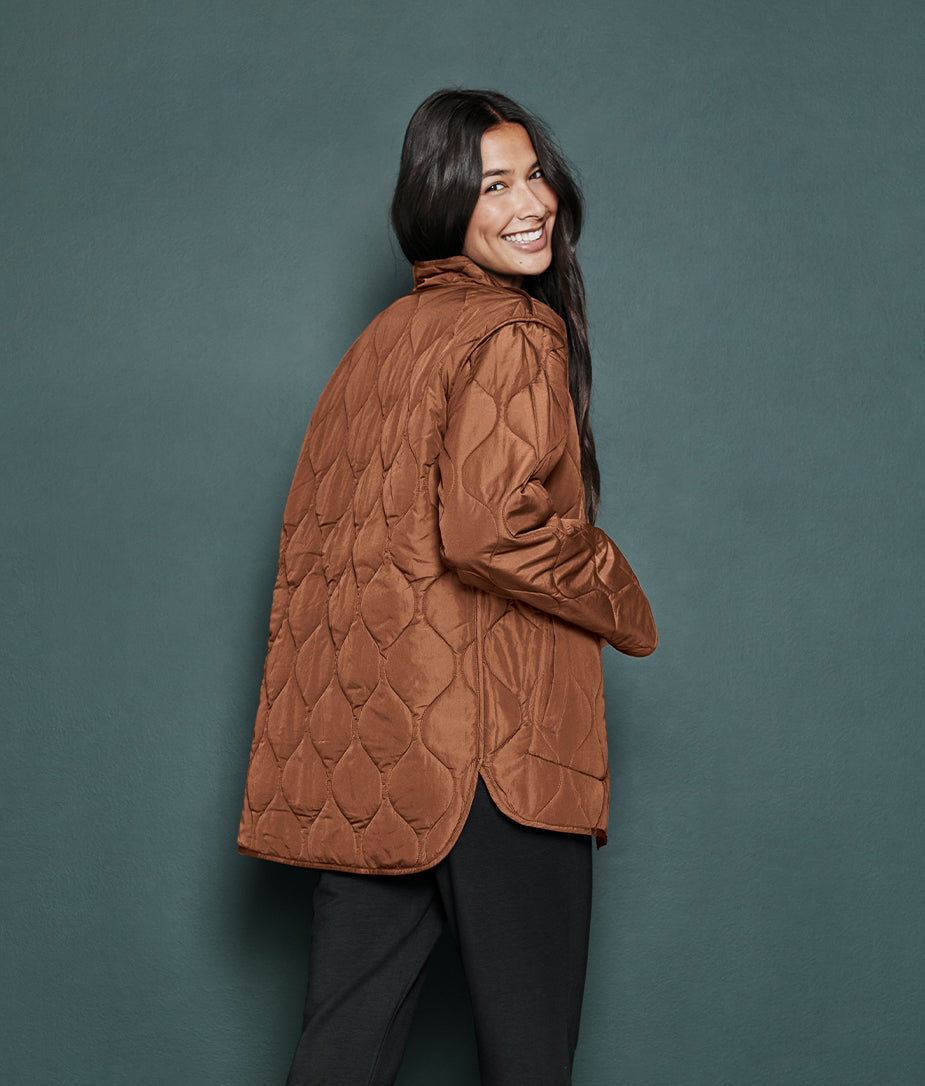 The Reversible Eco Quilted Jacket - Sea Urchin & Praline