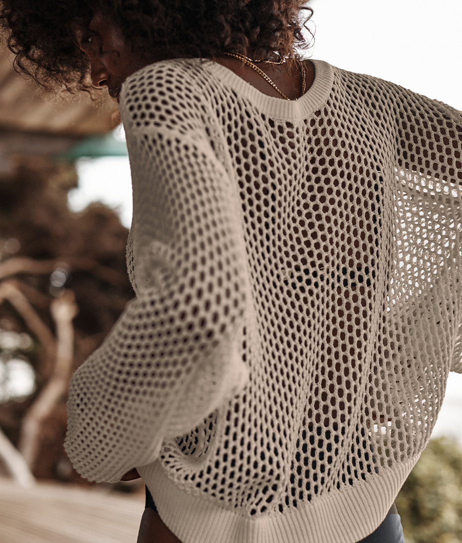 The Fishnet Crewneck Cover-Up - Natural