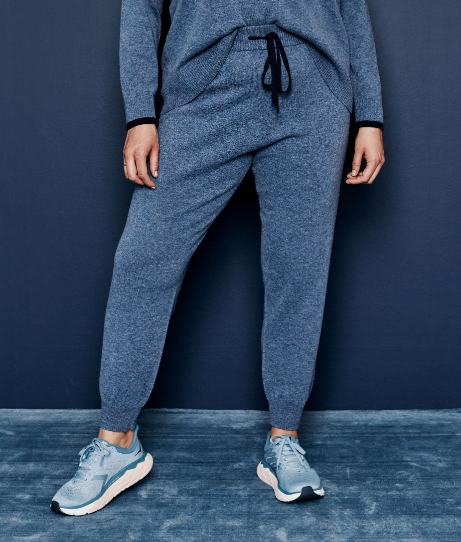 The Coziest Cashmere Blend Jogger - Steel & Midnight