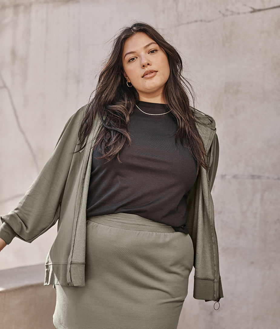 The Softest French Terry Puff-Sleeve Hoodie - Agave
