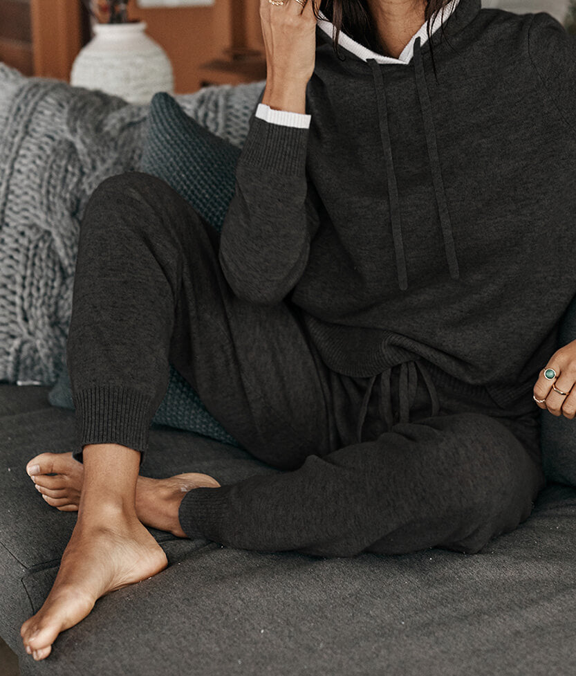 The Coziest Cashmere Blend Jogger - Charcoal