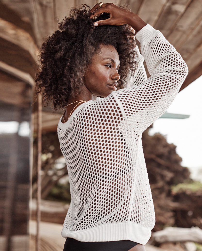 The Fishnet Crewneck Cover-Up - White Sand