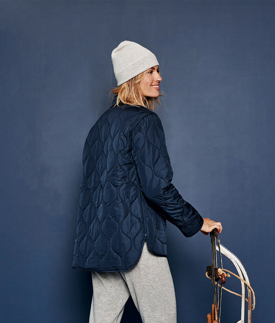 The Reversible Eco Quilted Jacket - Midnight & Slate