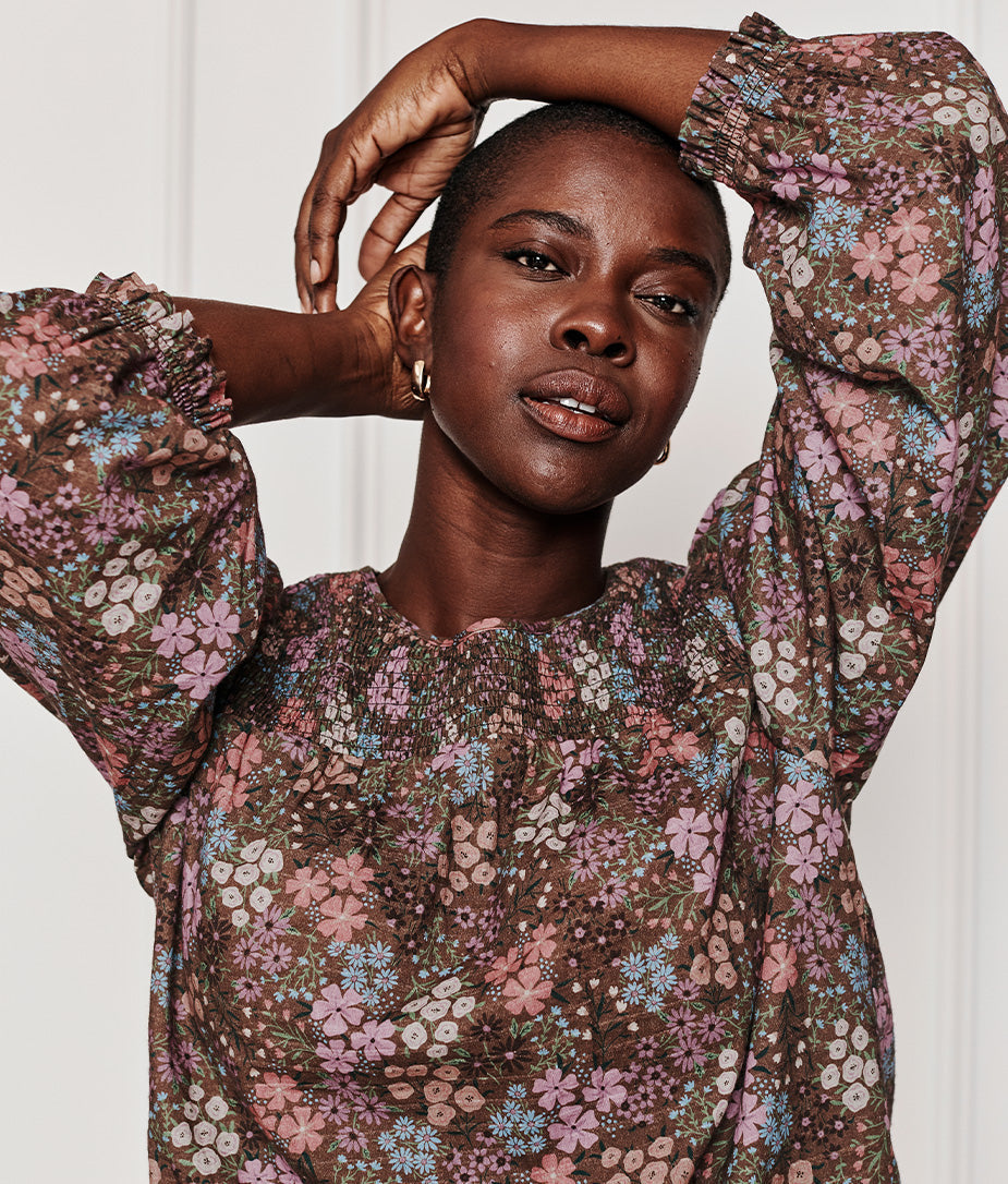 The Perfect Smocked Cotton Top - Autumn Meadow