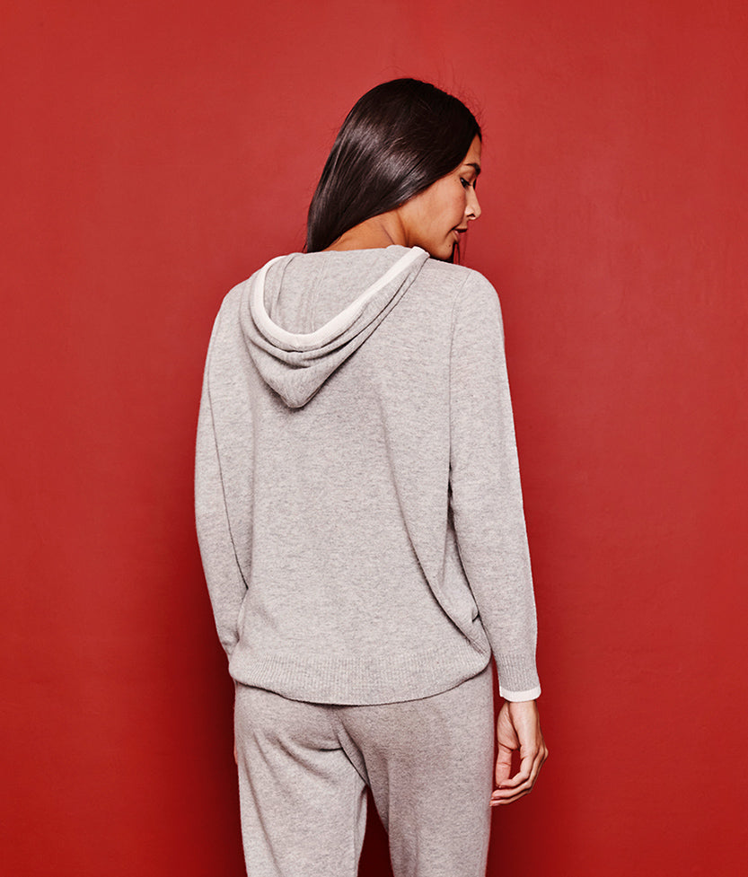 The Coziest Cashmere Blend Hoodie - Wolf & White Sand