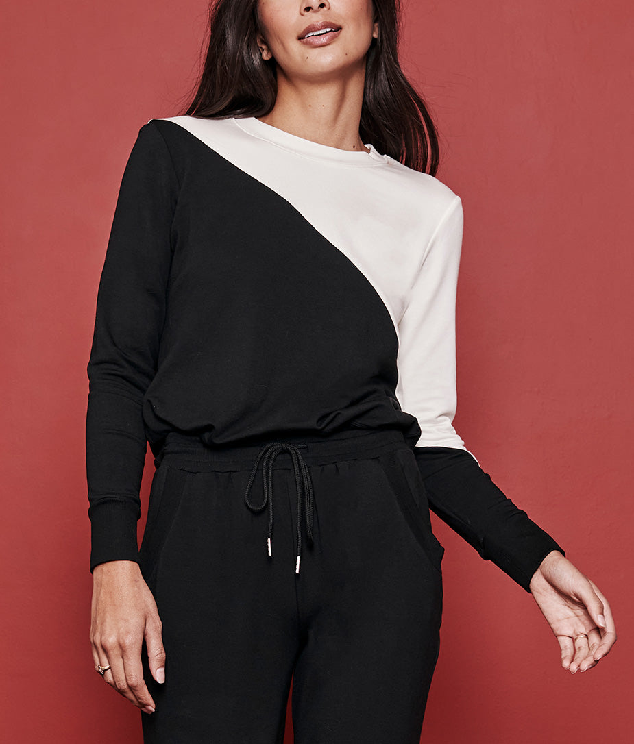 The Softest French Terry Pullover - Sea Urchin & White Sand