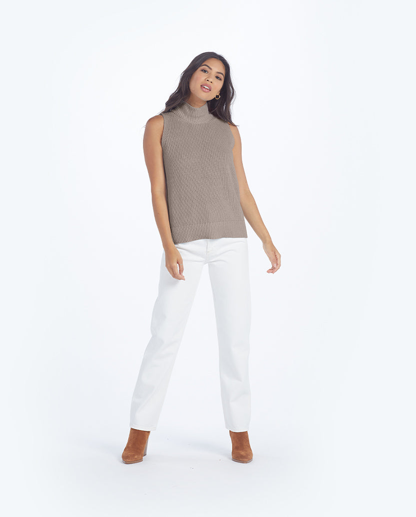 The High Neck Sweater Vest - White Sand & Sparrow