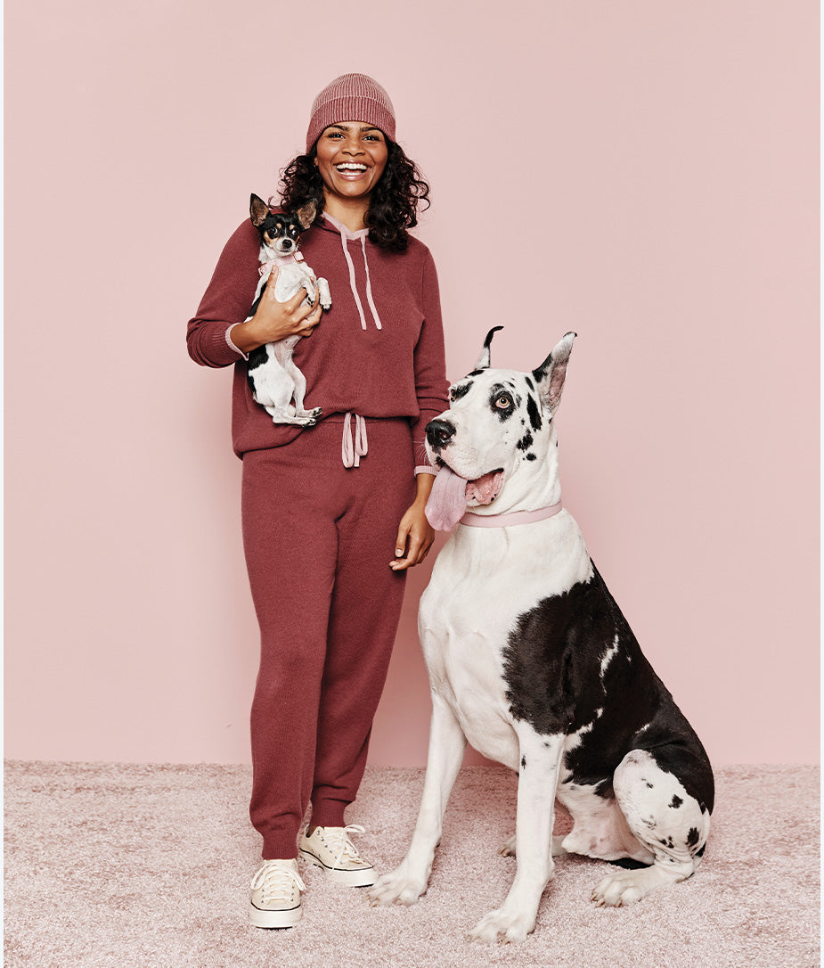 The Coziest Cashmere Blend Hoodie - Rosewood & Shell