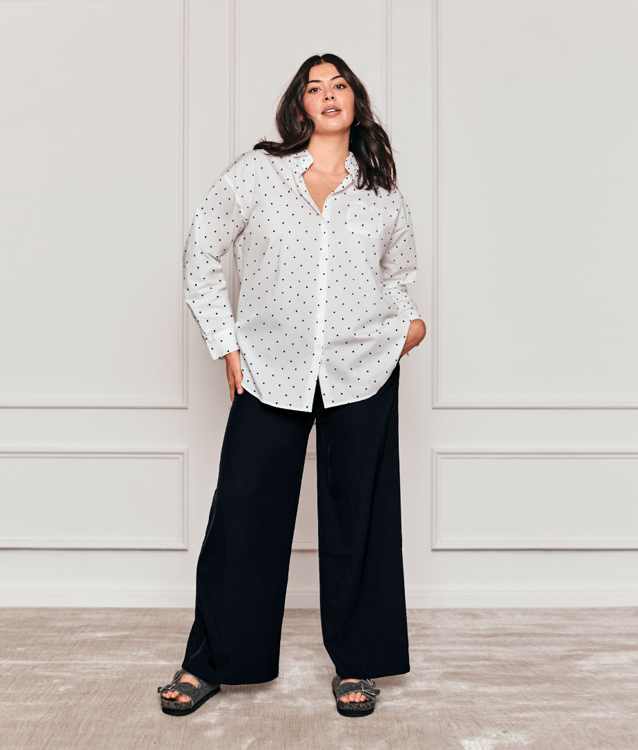 The Perfect Boyfriend Shirt - White Sand & Sea Urchin Pin Dot