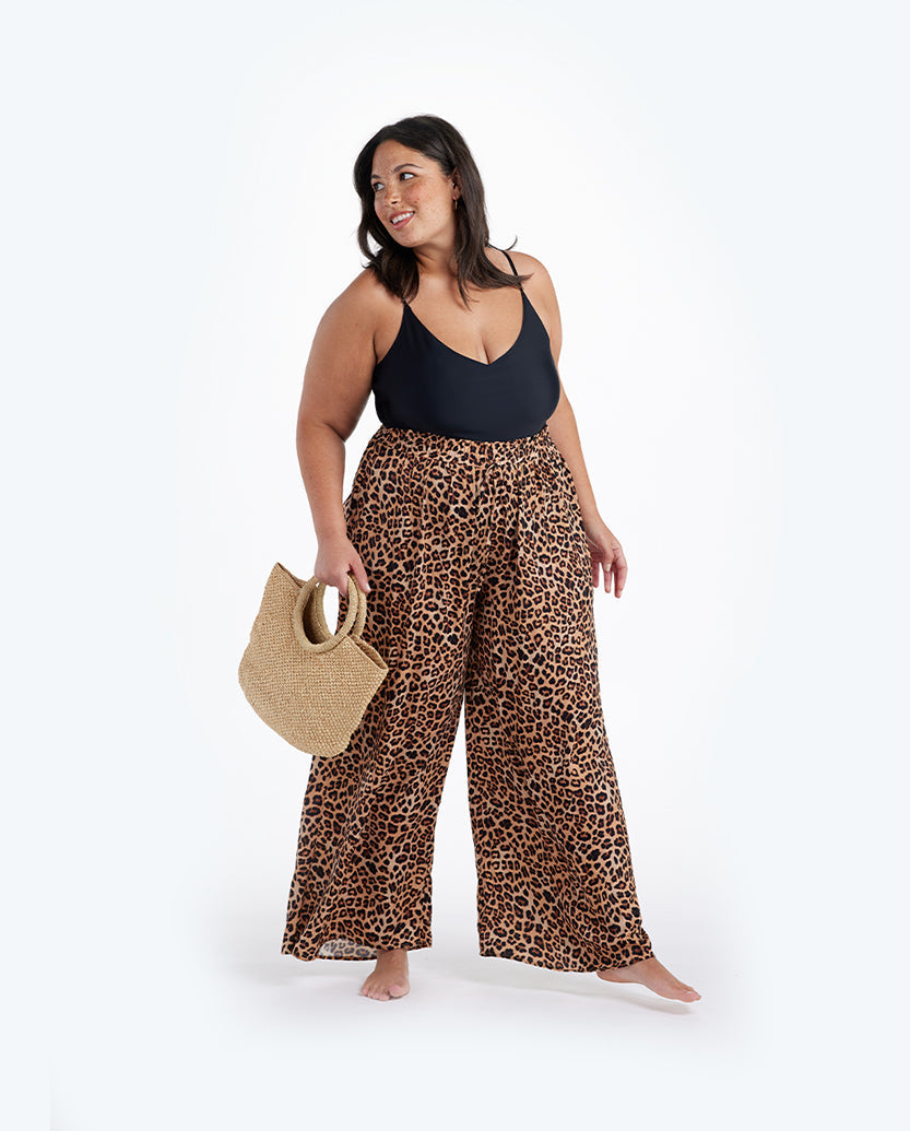 The Palazzo Pant With Ties - Leopard