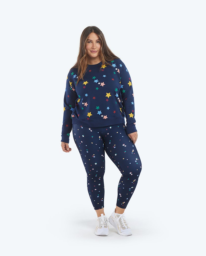 The Do-It-All High Rise 7/ 8 Leggings - Small Scatter Stars in Deep Sea