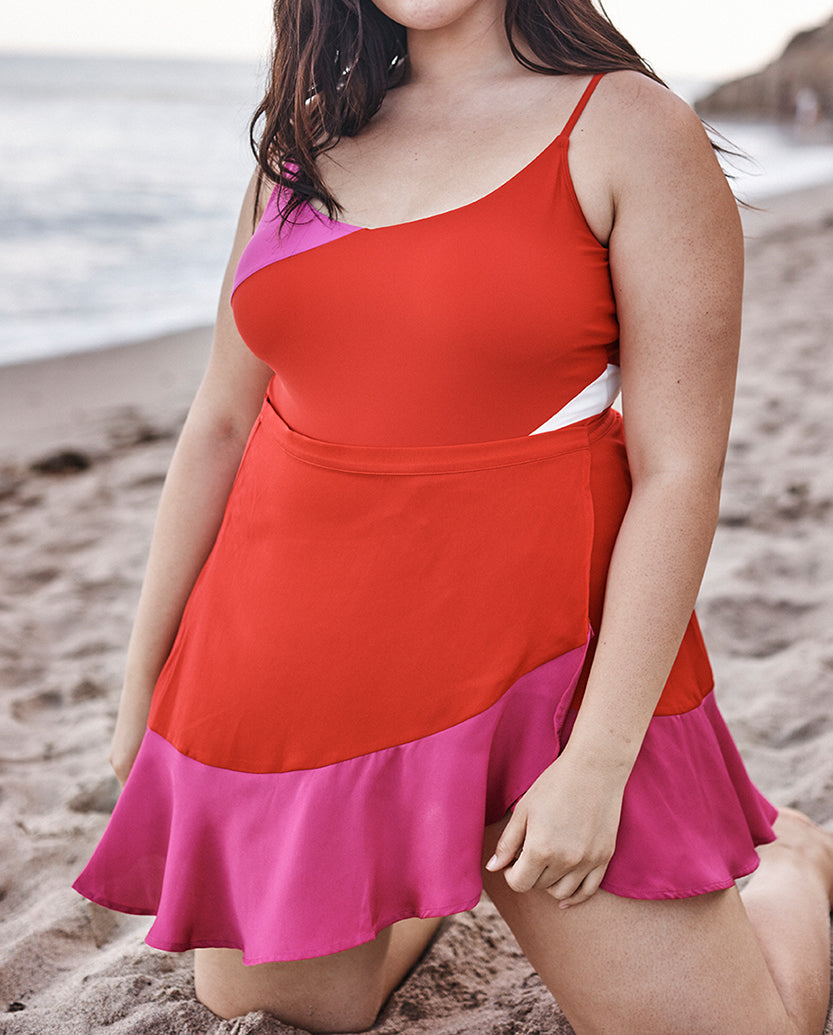 The Short Beach to Brunch Wrap Skirt - Lava & Hibiscus