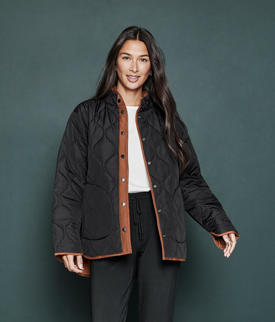 The Reversible Eco Quilted Jacket - Sea Urchin & Praline
