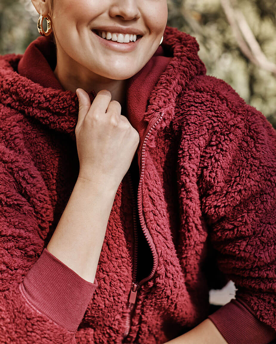 The High Pile Eco Fleece Cropped Hoodie - Pinot