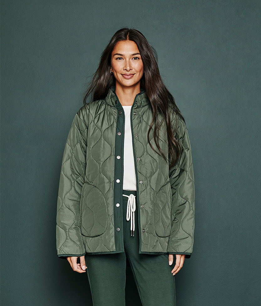 The Reversible Eco Quilted Jacket - Olive & Eden