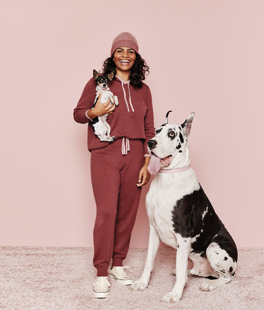 The Coziest Cashmere Blend Jogger - Rosewood & Shell