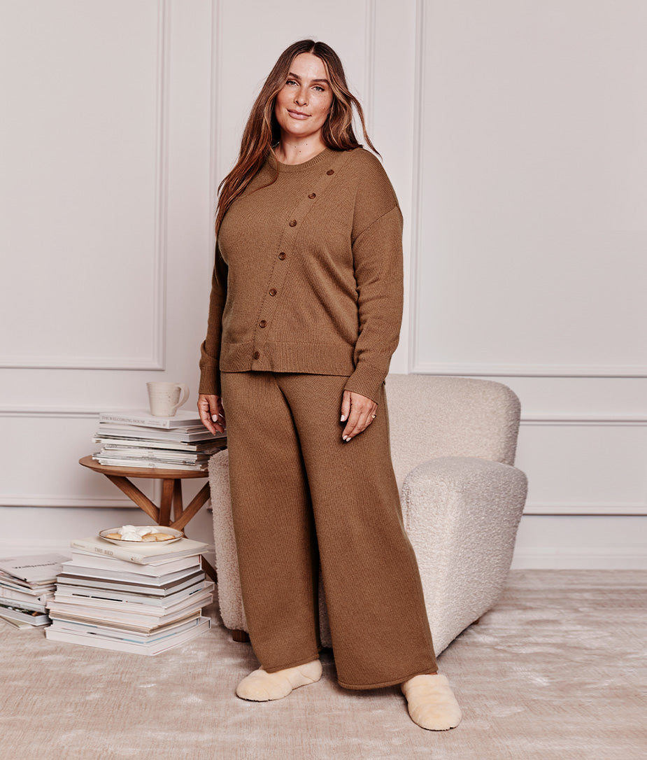 The Luxe Cashmere Blend Sweater Pant - Praline