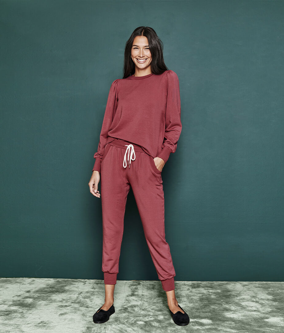 The Softest French Terry Jogger - Rosewood