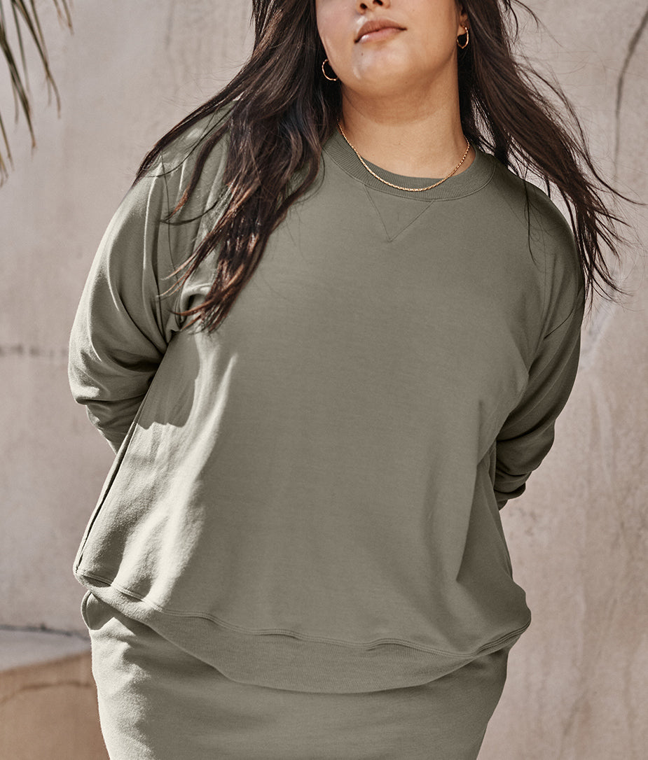 The Softest French Terry Relaxed Crew - Agave