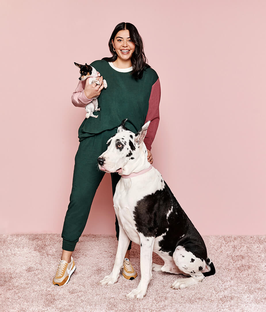 The Softest French Terry Relaxed Colorblock Crew - Eden & Shell & Rosewood