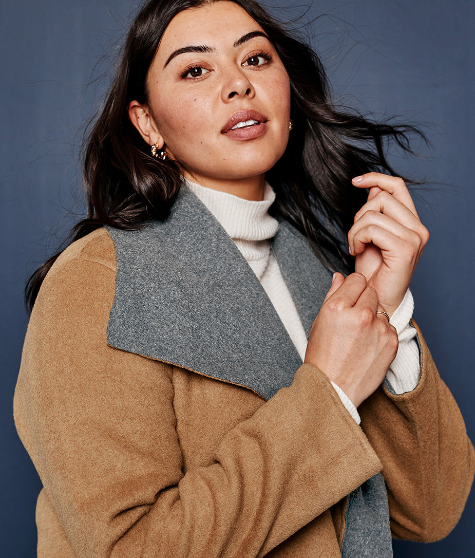 The Warmest Eco Wool Wrap Coat - Camel & Wolf