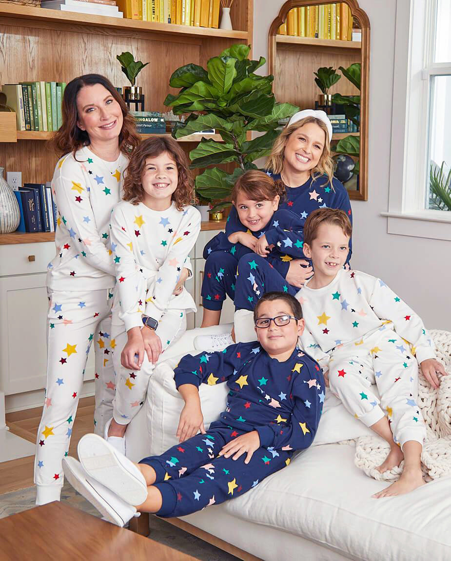 The Kids’ Softest French Terry Set - Scatter Stars in White Sand