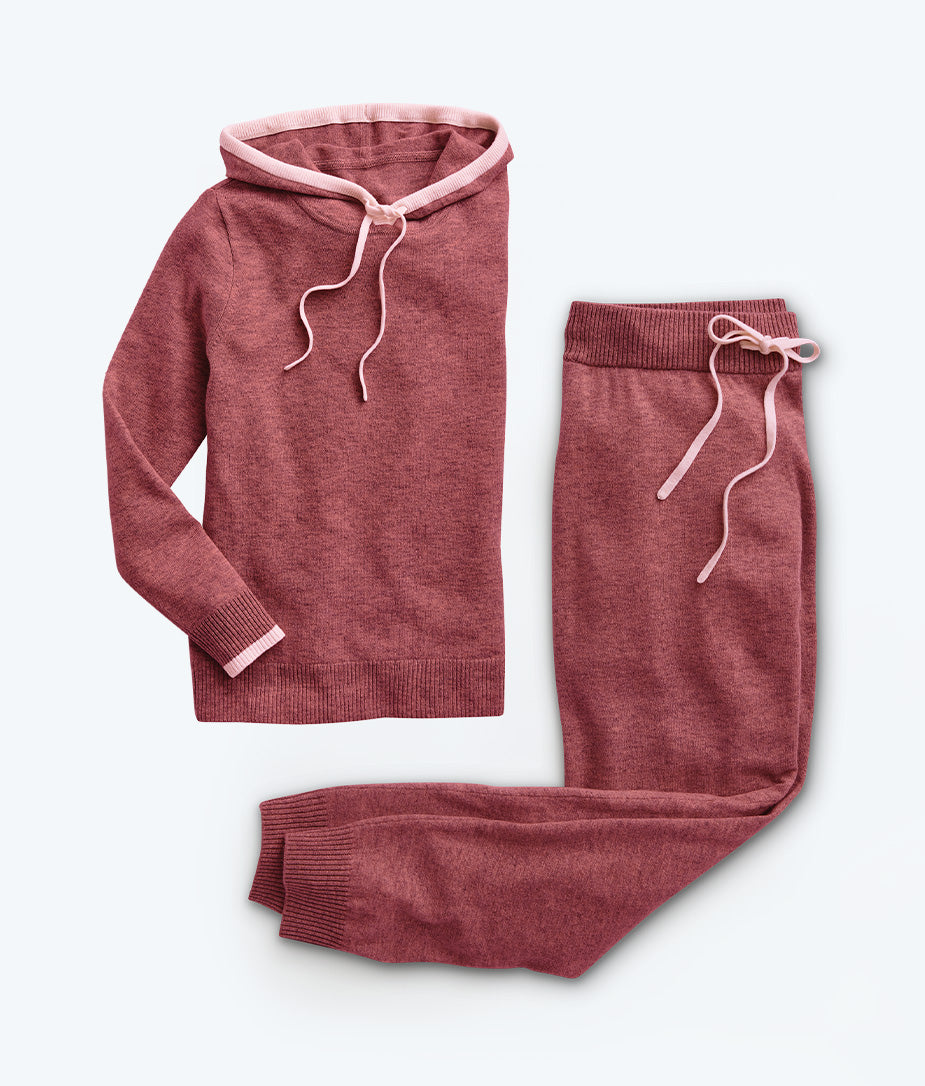 The Coziest Cashmere Blend Hoodie - Rosewood & Shell