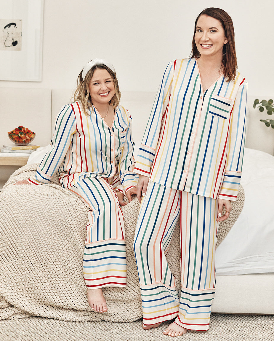 The Cloud 9 Silky PJ Set - Rainbow Stripe
