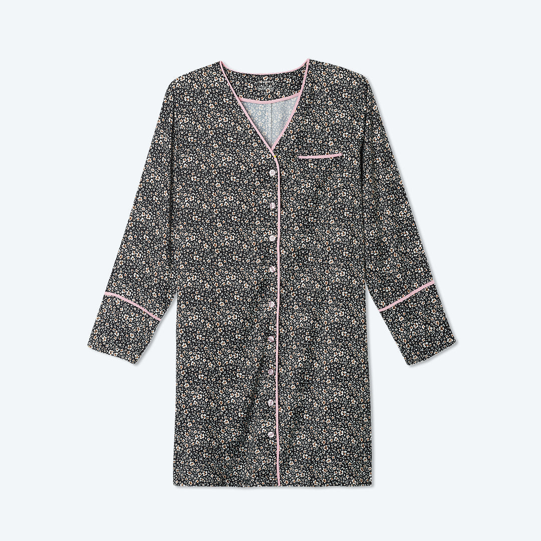 The Cloud 9 Boyfriend Sleep Shirt - In Bloom in Sea Urchin & Pink Sky