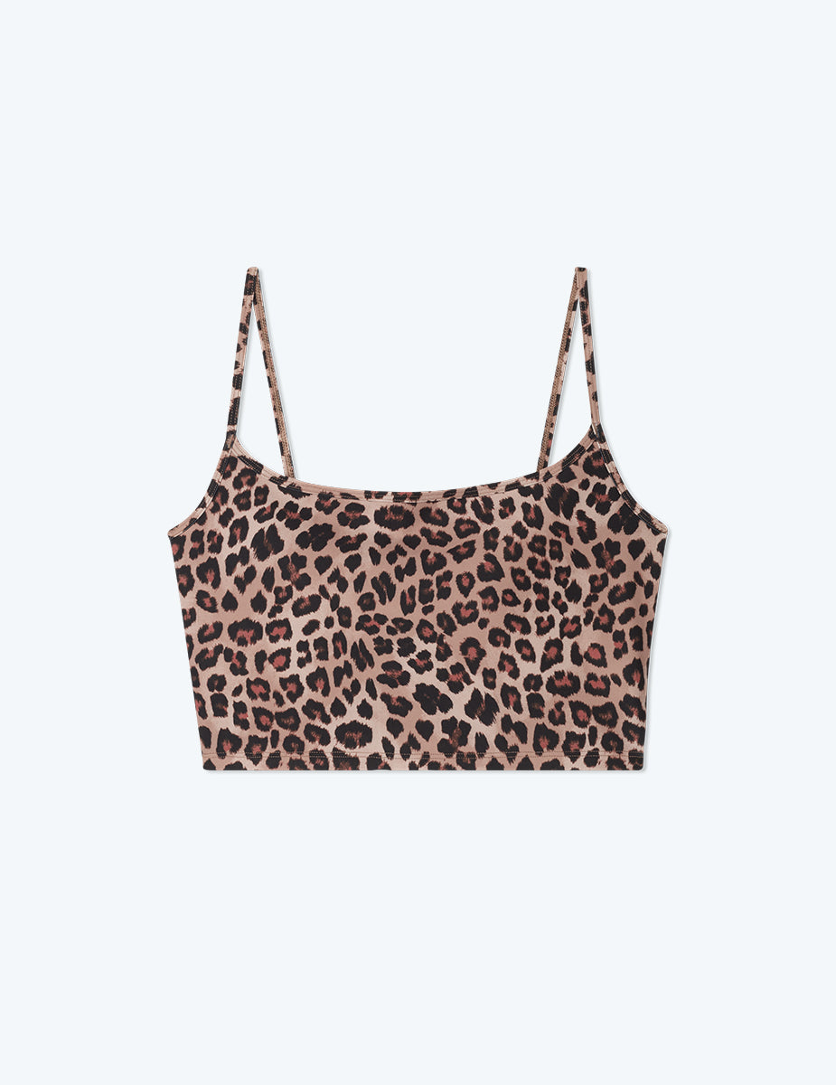 The Midi Sports Bra Tank Top - Terracotta Leopard