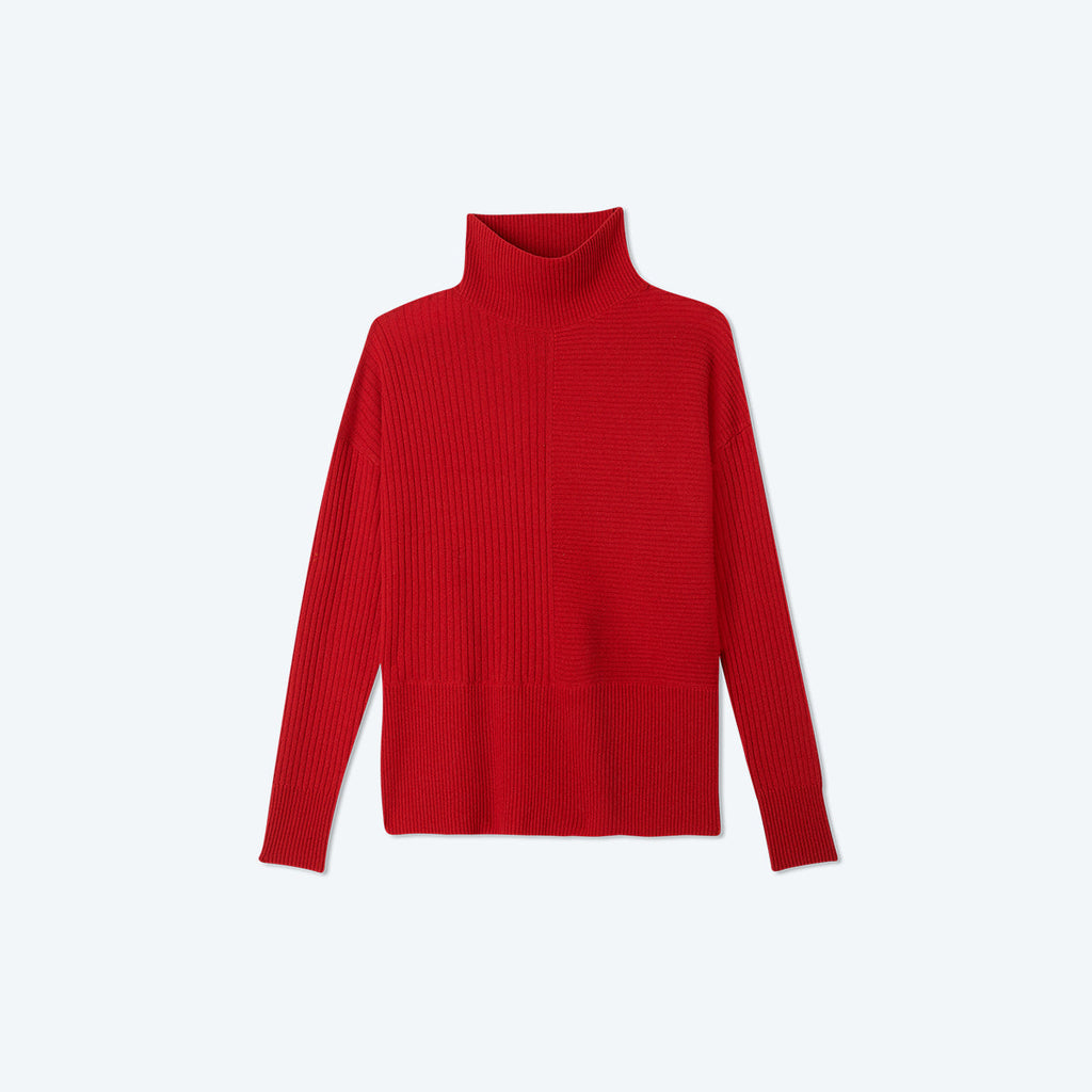 The Luxe Cashmere Blend Funnel Neck Sweater - Lava