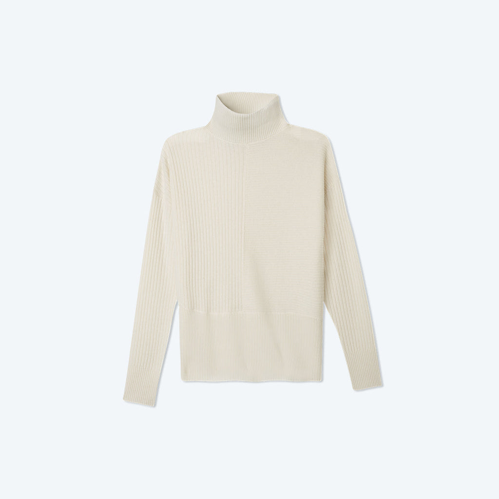 The Luxe Cashmere Blend Funnel Neck Sweater - White Sand