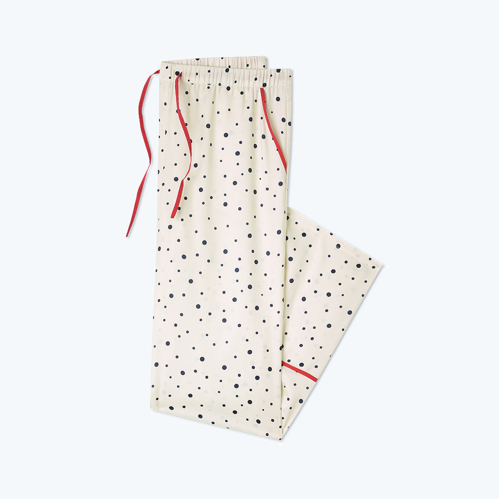 The Cloud 9 Silky PJ Set - Celestial Dot in White Sand
