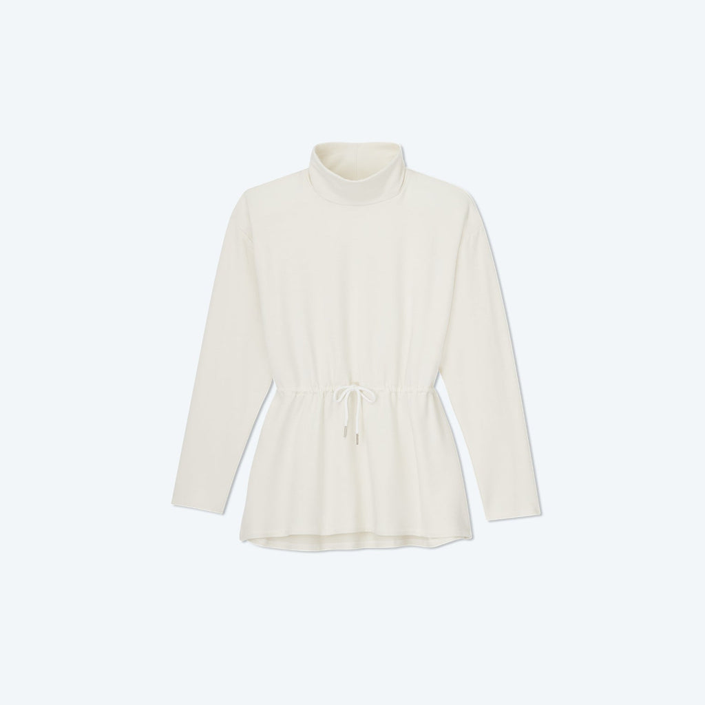 The Softest French Terry Cinched Waist Pullover - White Sand