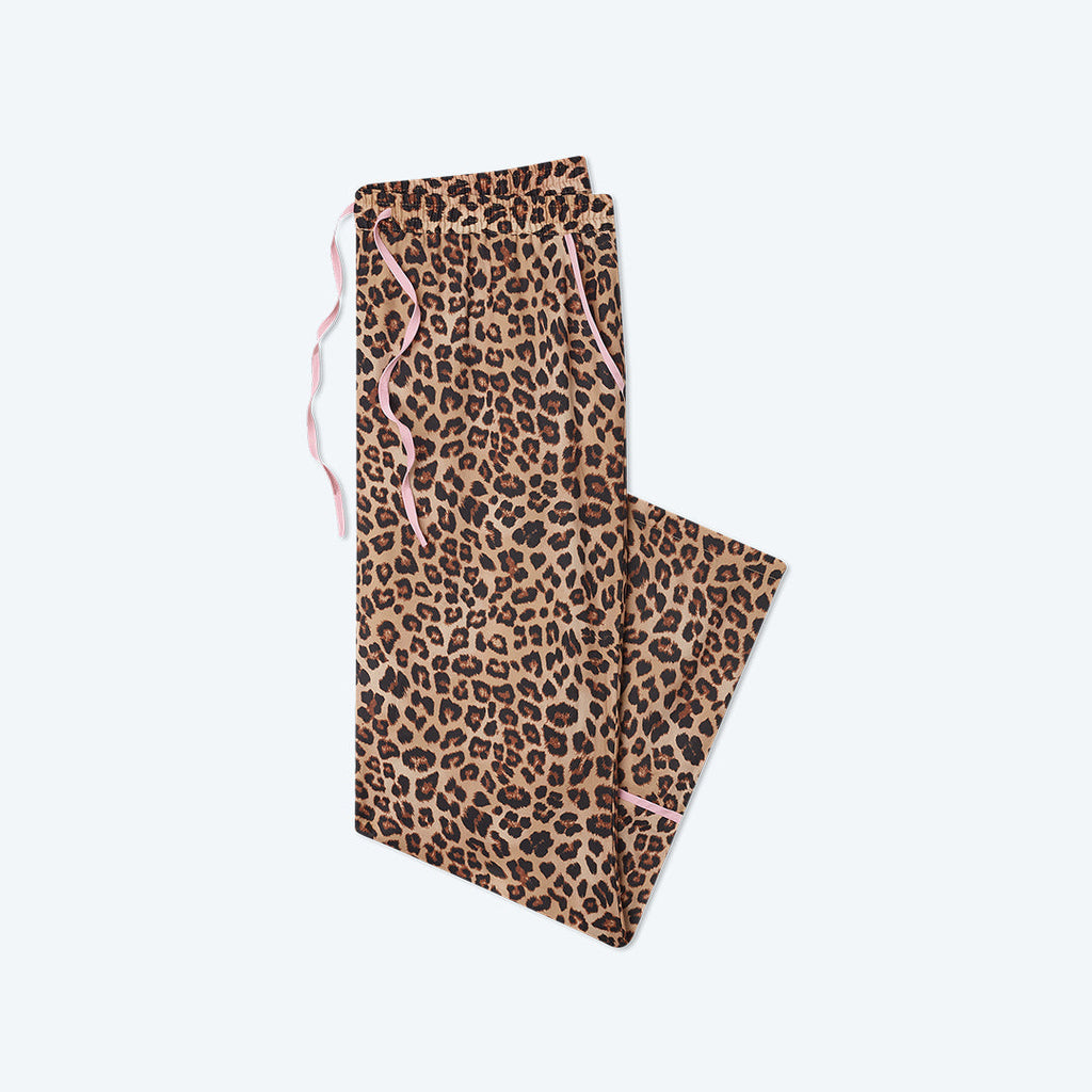 The Cloud 9 Silky PJ Set - Leopard & Pink Sky