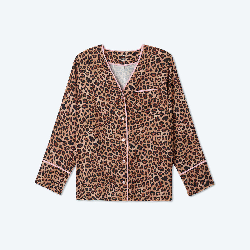 The Cloud 9 Silky PJ Set - Leopard & Pink Sky