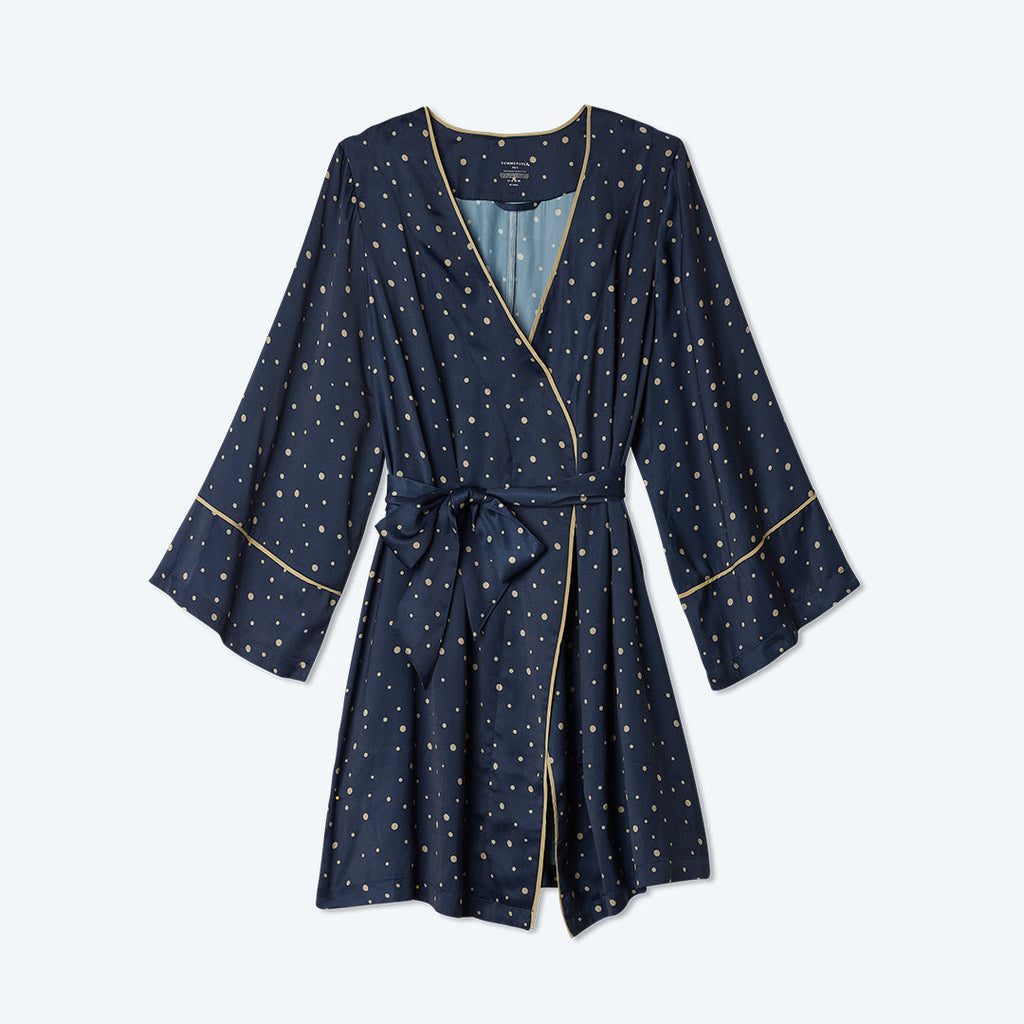 The Cloud 9 Silky Robe - Celestial Dot in Deep Sea & Gold