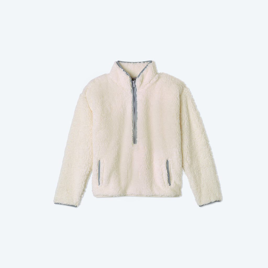 The Cozy High Pile Eco Fleece Half-Zip - White Sand & Wolf