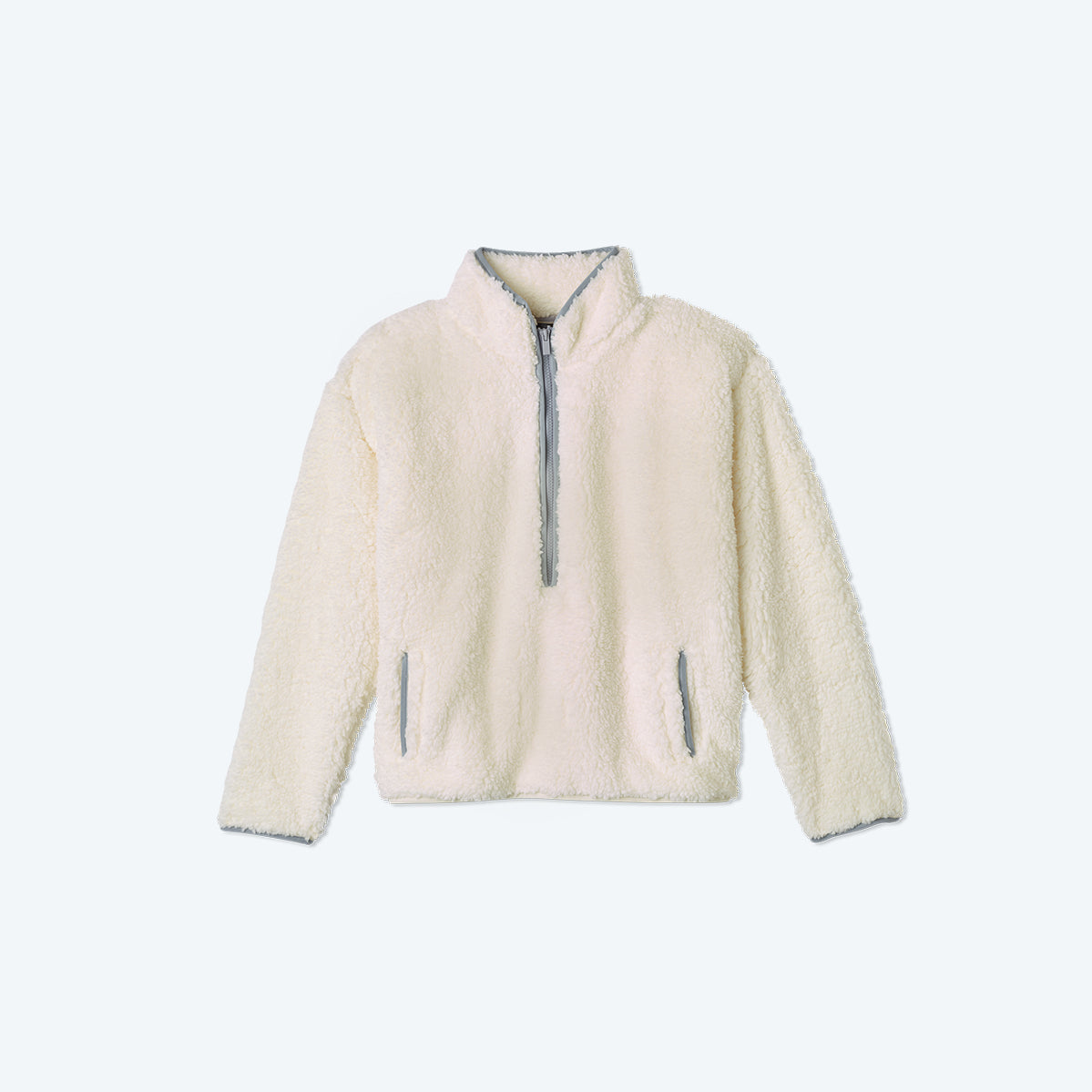 The Cozy High Pile Eco Fleece Half-Zip - White Sand & Wolf