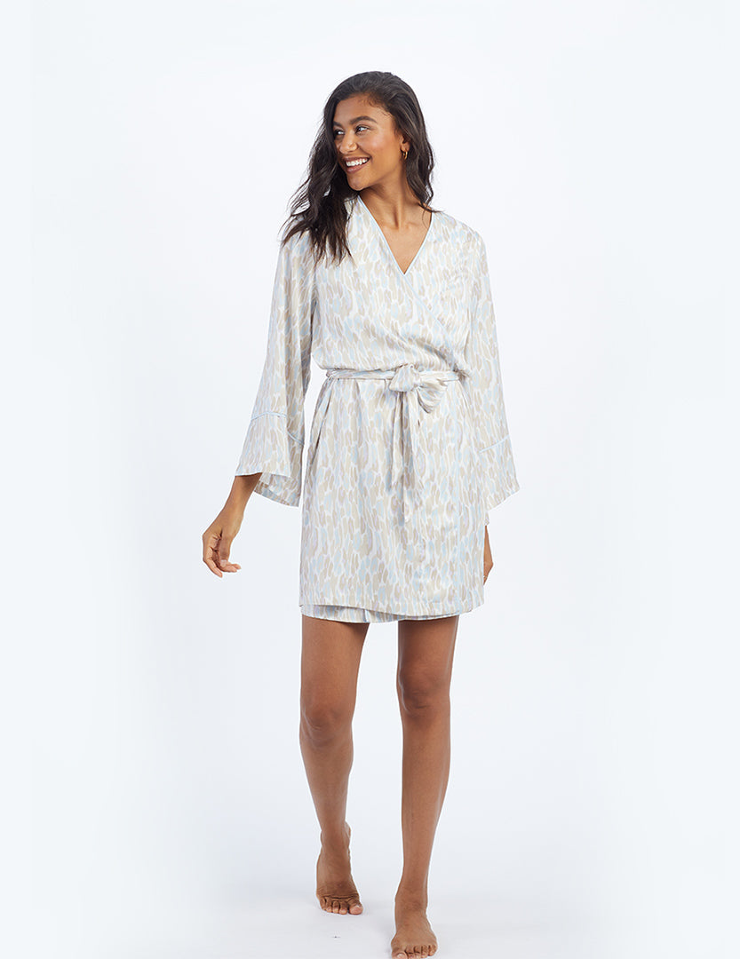 The Cloud 9 Silky Robe - Animal Print in Pastel