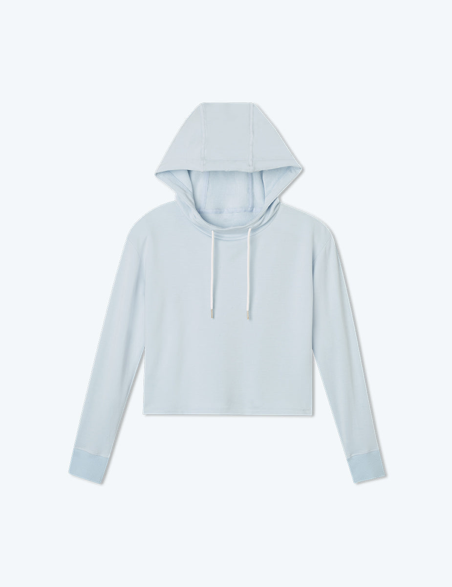 The Softest French Terry Cropped Hoodie - Powder Blue