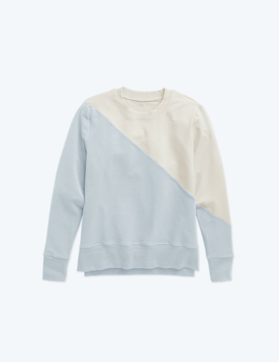 The Softest French Terry Pullover - Powder Blue & White Sand