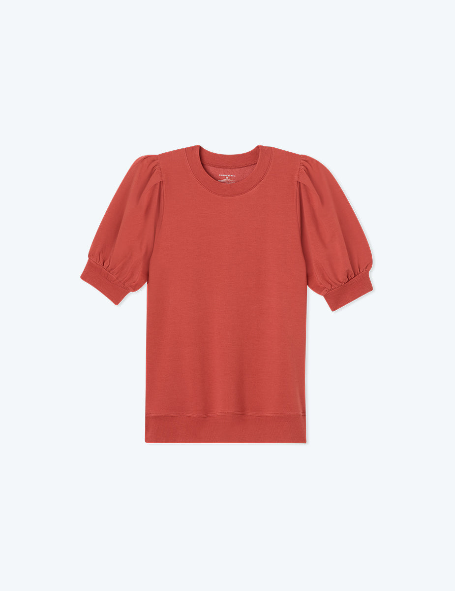 The Softest French Terry Puff Short Sleeve - Terracotta