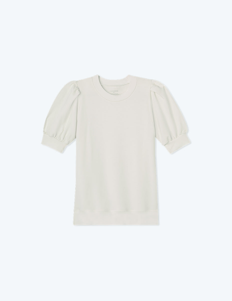 The Softest French Terry Puff Short Sleeve - White Sand