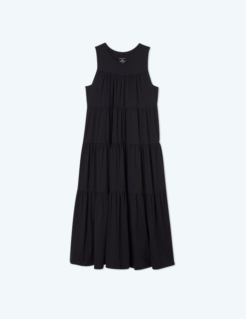 The Luxe Pima Tiered Dress - Sea Urchin