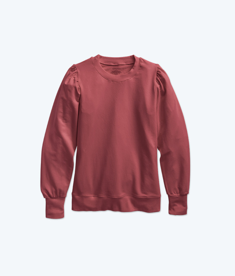 The Softest French Terry Puff Sleeve Pullover - Rosewood
