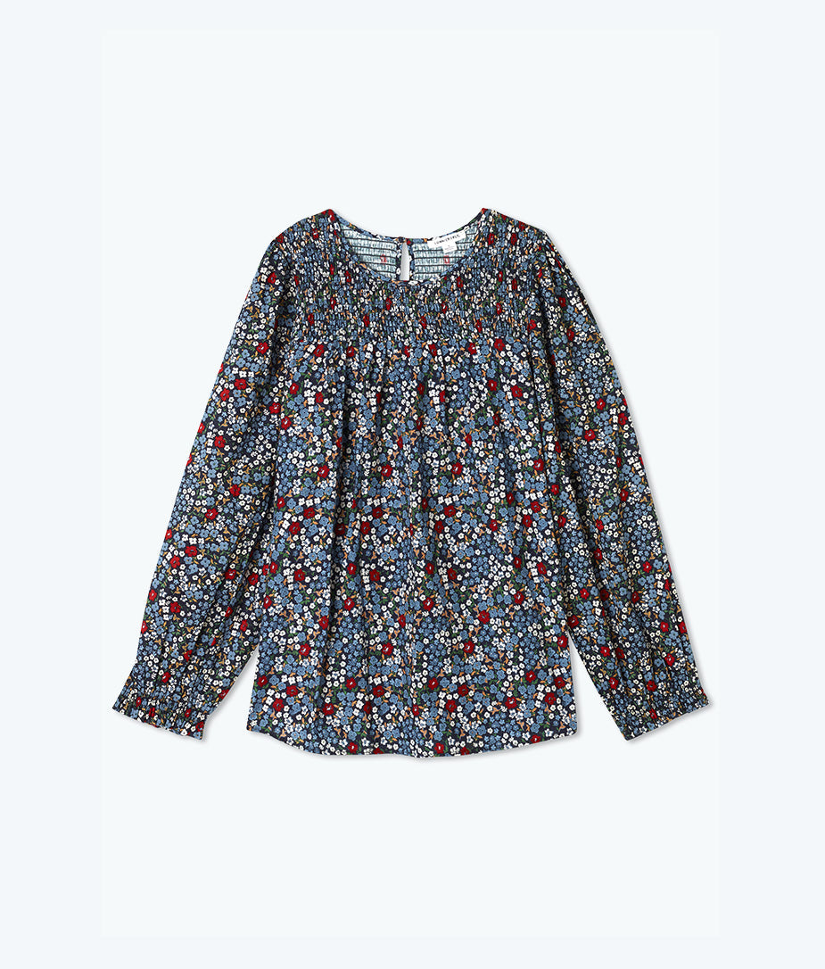 The Perfect Smocked Cotton Top - Outbloom in Midnight