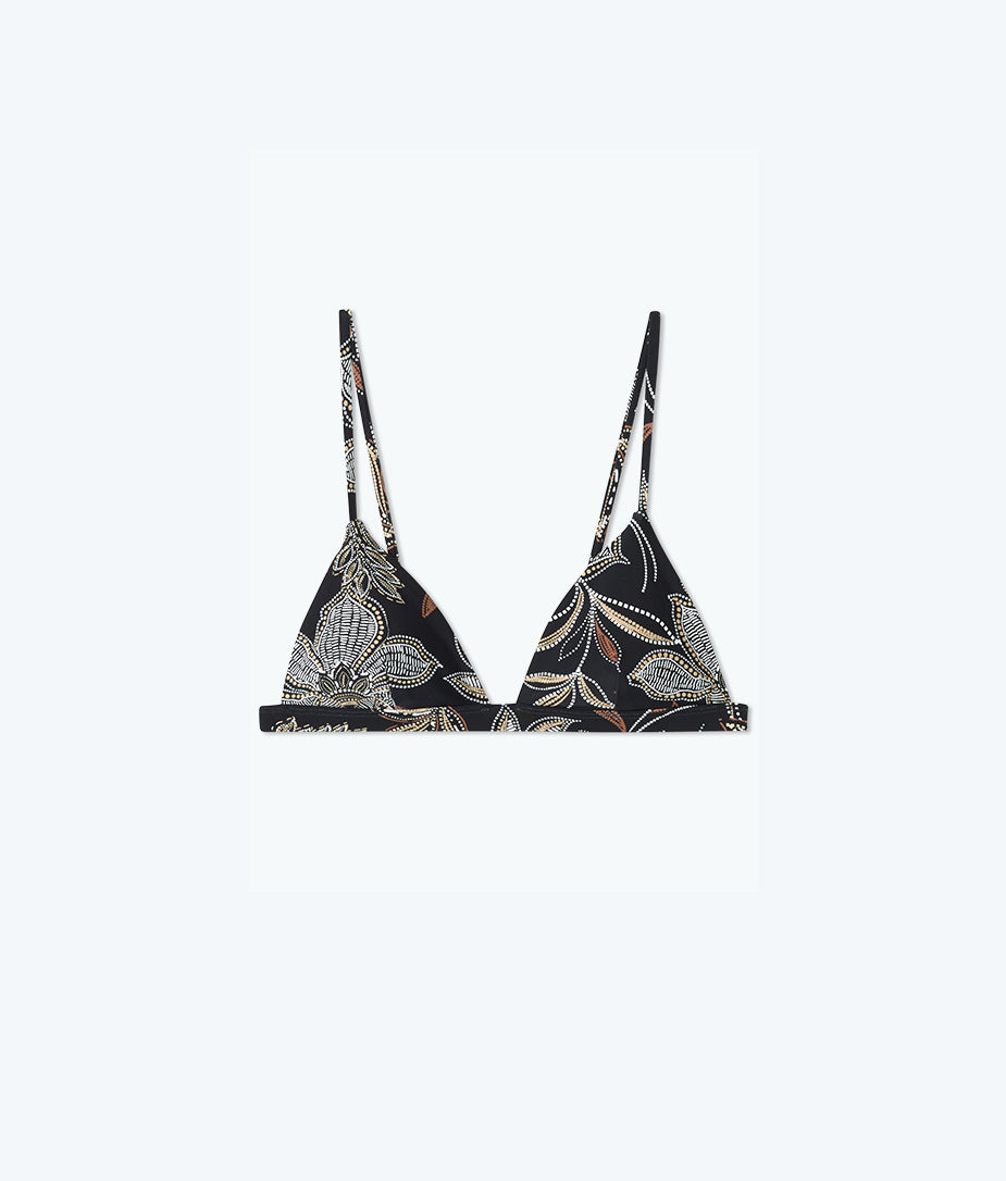 The Triangle Bikini Top - Batik Floral in Sea Urchin & Toffee
